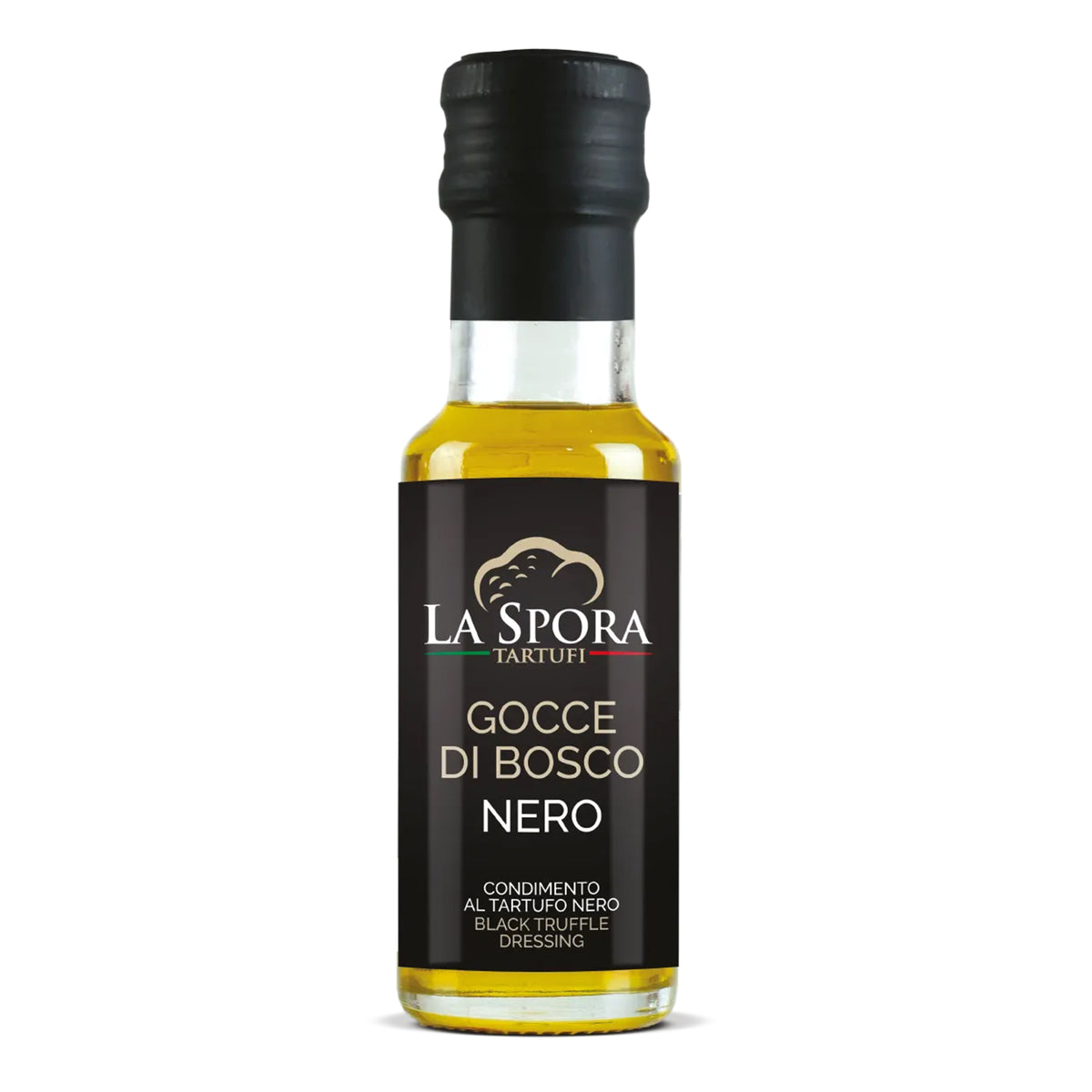 Dressing auf Basis von extra nativem Olivenöl mit schwarzem Trüffel