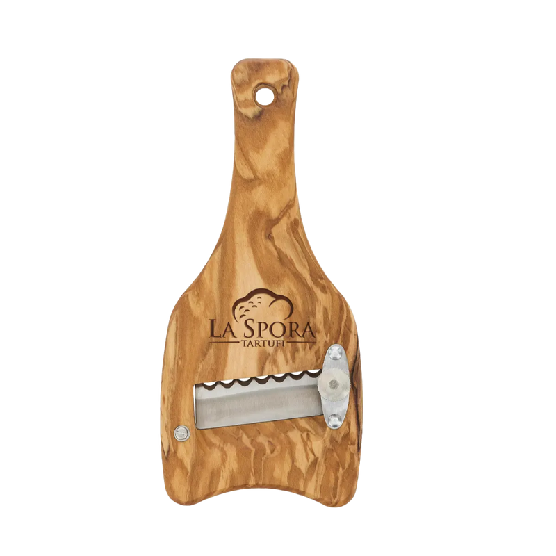 Trüffelhobel aus Edelstahl mit Holzgriff